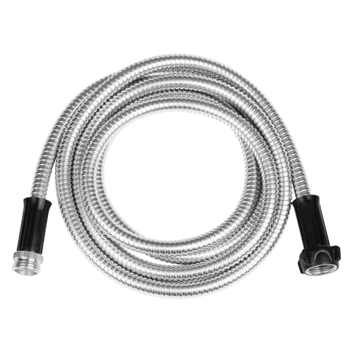 Short Garden Hose Metal Water hose Heavy Duty Stainless Steel Hose with Metal Fittings Flexible Lightweight Hose Puncture Proof for Yard, Outdoors, Rv (Unexpandable, 5FT) - size: 5 FT