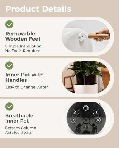 Bamworld Self Watering Pots for Indoor Plants with Water Level Indicator - size: 10 in