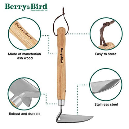 Garden Hand Hoe, Stainless Steel Gardening Sickle Weeder Tool - size: 14.57'' Japanese Weeder