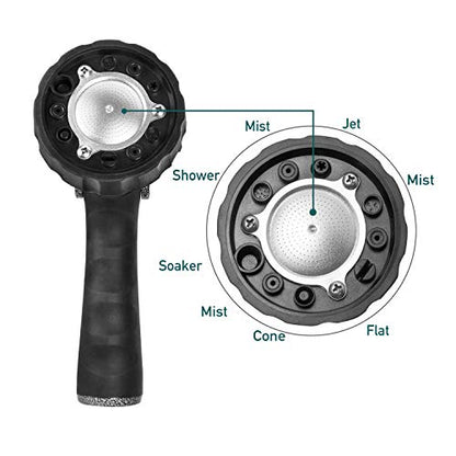 GREEN MOUNT Garden Hose Nozzle, Water Hose Spray Nozzle with Thumb Control On Off Valve for Easy Water Flow Control, Black-grey - color: Black-grey