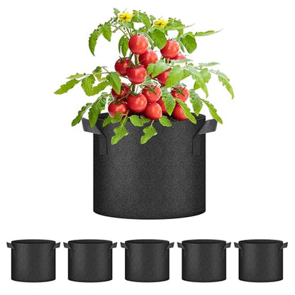 HealSmart Plant Grow Bags 7 Gallon, Tomoato Planter Pots 5-Pack with Handles, Aeration Nonwoven Fabric, Heavy Duty Gardening Planter for Vegetable, Herbs and Flowers, Black New - color: Black, 5 Pack, size: 7 Gallon New