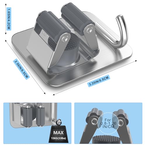 4 Pack Stainless Steel Mop and Broom Holder Wall Mount with Hook, Silver - color: A-Silver, size: 4PCS Gripper