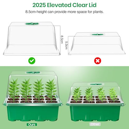 The Bundle of Bonviee 5 Packs Seed Starter Tray with Grow Light and 36 Packs Variety Sizes Clear Nursery Pots