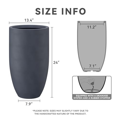 Kante Set of 2 Charcoal Concrete Round Planters 24" Tall Home & Outdoor - color: Charcoal, size: 24" Tall (2 Pack)