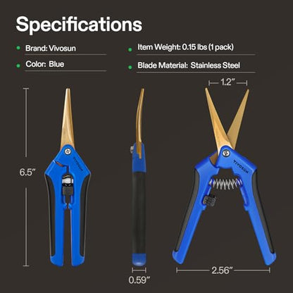 VIVOSUN 6.5 Inch Garden Scissors, Blue Pruning Shears for Plants, 3-Pack - style: Blue Curved Blade