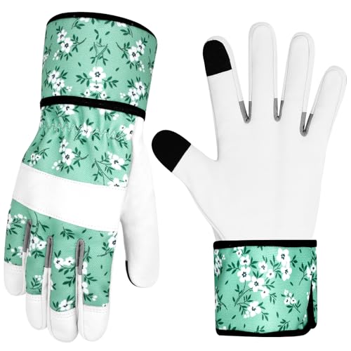 Leather Gardening Gloves for Women Garden Gloves Thorn Proof Touch Screen Design Heavy Duty Working Yard Gloves - color: Colore