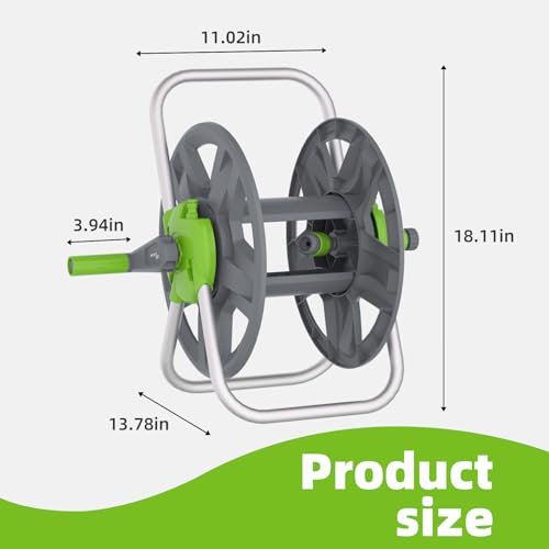Water Hose Reel,Holds 60-80 Ft of 5/8" Hose - color: Green