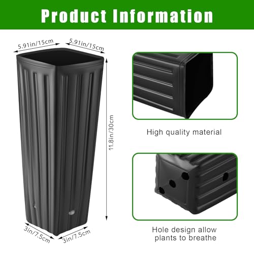 Nuenen 100 Pcs Tall Tree Pot, Plastic Deep Nursery Pots, 11.8" H X 5.9" W - size: 11.8" H X 5.9" W