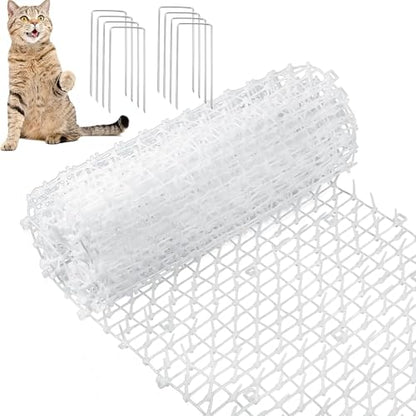 Zopeal 13ft Cat Deterrent Mat, Soft Spikes, Indoor Outdoor Pet Repellent - color: White, style: 158 x 12 Inch