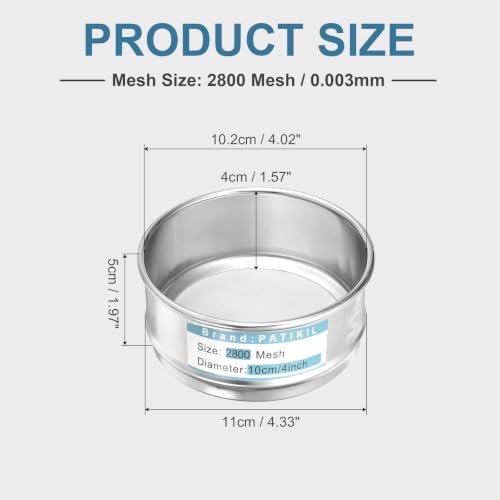 PATIKIL Lab Sieve 2800 Mesh(0.003mm) 4"(10.2cm) Diameter Sifting Screen - size: 2800 Mesh(0.003mm)/4"(10.2cm) Dia