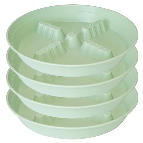 4 Pack Plant Saucer 8 inch, 10 12 14 17 inch, Plant Stand Plastic Plant Saucers for Indoors Outdoor, Heavy Duty Flower Planter Drip Trays for Pots, Pot Saucers for Plants, Grow Bags Saucers - color: Light_Green, size: 8"-4 Pack