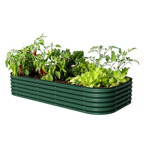 Vego garden Raised Garden Bed Kit, 17" Tall 10 in 1 Jumbo Modular Raised Garden Beds Metal Planter Box for Vegetables, Flowers, Herbs, British Green - color: British Green