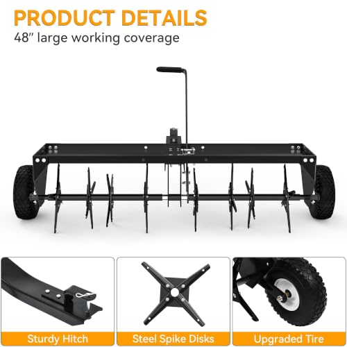 YINTATECH 48 Inch Plug Aerator Tow Behind, Pull Behind Core Aerator Tool