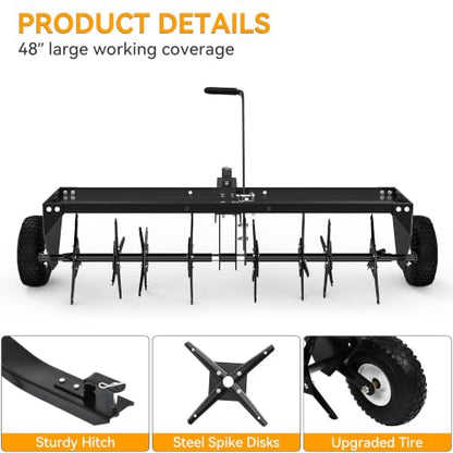 YINTATECH 48 Inch Plug Aerator Tow Behind, Pull Behind Core Aerator Tool