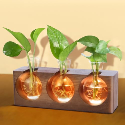 Wooden Stand Plant Propagation Station with 9-Level Adjustable LED Lights