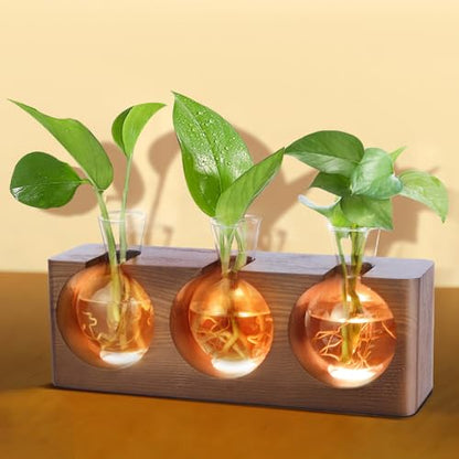 Wooden Stand Plant Propagation Station with 9-Level Adjustable LED Lights