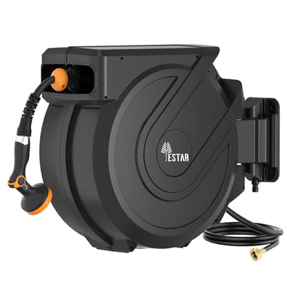Retractable Garden Hose Reel 5/8 in x100 ft， Wall Mounted Hose Reel - color: Gray, size: 5/8"x100 ft