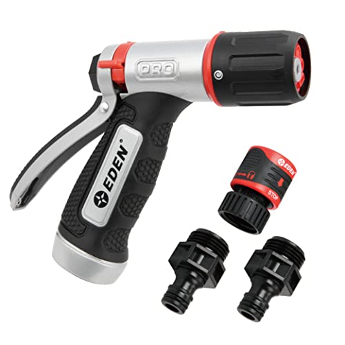 Eden PRO Metal 4-Pattern Hose Nozzle: Rear Trigger, Cyclonic Turbo Spray - style: Rear Trigger