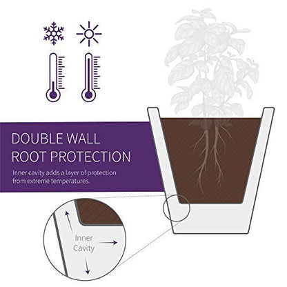 Crescent Garden A113580A Rotational Molded Madison Planter, Weathered Greystone, 14" - color: Weathered Greystone, size: 14"