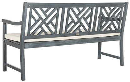 Safavieh PAT6738A Outdoor Collection Bradbury 3 Seat Bench - color: Ash Grey / Beige