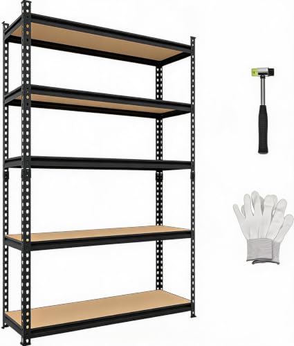 Heavy Duty 5-Tier Storage Shelves, 2204 lbs, 72"H x 48"W x 15.7"D - size: 72" H x 48" W x 15.7" D