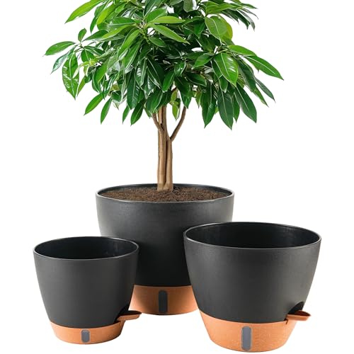 8/10/12 Inch Self Watering Pots for Indoor Outdoor Plants - color: Black, size: 8/10/12 inch