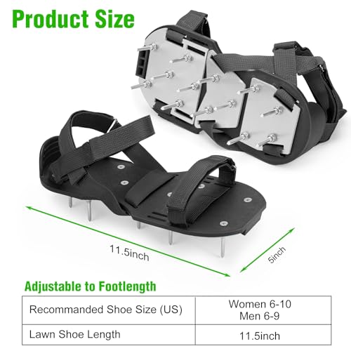 Lawn Aerator Shoes for Grass - Pre-Assembled Grass Aerator Shoes for Lawn - Soil Yard Aerator Tool for Aerating Patio Garden, Black - color: Black, size: Medium