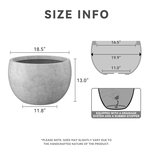 Kante Large Round Bowl Pale Gray Concrete Planter 20" Dia, Outdoor - color: Natural Concrete, size: 19.9" d