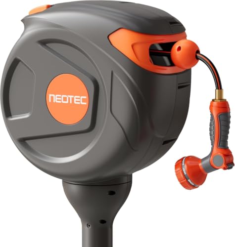 50 ft 5/8 Inch Retractable Garden Hose Reel Ground-Mounted Freestanding - size: 5/8inch 50ft