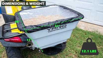 Yard Commander - 80 LB ATV/UTV Broadcast Spreader - 12-Volt Heavy Duty Motor - Salt, Seed, Fertilizer & More - Adjustable Drop Rate - Included Hopper Cover - Mounts to Front or Rear Utility Rack