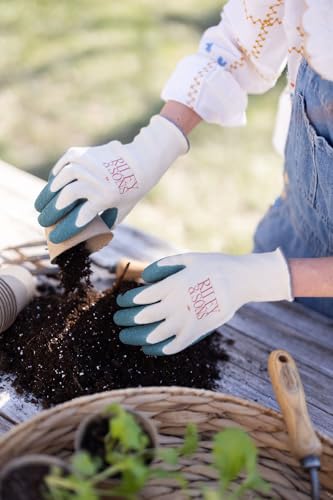 RILEY & SONS Eco-Friendly Garden Gloves - Biodegradable, GOTS Certified Organic Cotton, FSC Certified Rubber, Unisex Sizing - size: Small