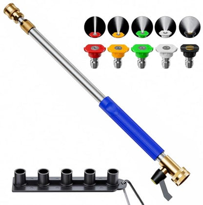 Adjustable Jet Nozzle High Pressure Hose Nozzle, 18-33” Hydro Nozzle Wands - color: Blue, size: 33inch