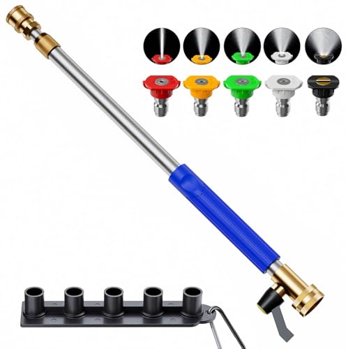 Adjustable Jet Nozzle High Pressure Hose Nozzle, 18-33” Hydro Nozzle Wands - color: Blue, size: 33inch
