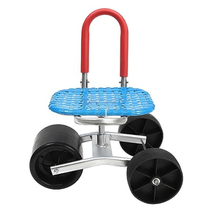 360°Rolling Garden Cart with Seat Foldable Gardening Stools for Seniors, Rolling Garden Seat with 3 Wheels, Gardening Stools for Yard Work, Adjustable Height, 12.2 * 9.5in Seat