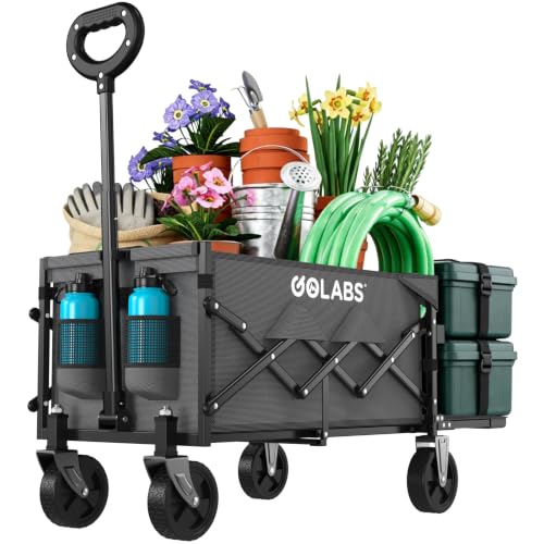 Golabs WA1 Collapsible Folding Wagon Cart, Max 220lb Load, Expands to 100L - color: Wa1 Gray