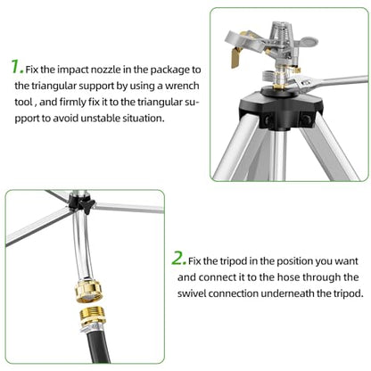 SPECILITE Brass Impact Sprinkler on Tripod Base, Waters up to 90ft, 50 inch