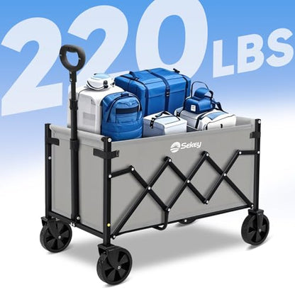 Sekey Lightweight Collapsible Wagon, 220 lb Capacity, Quick-Fold Cart - color: Gray, size: 220 lbs