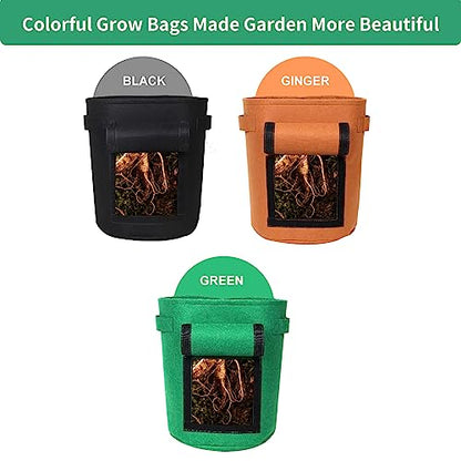 5-Pack 10 Gallon Grow Bags with Harvest Window Thickened 300g Nonwoven Fabric Heavy Duty Plant Pots for Vegetables Potato Tomatoes Carrots Gardening Containers with Reinforced Handles Orange - size: 10GAL-ORG