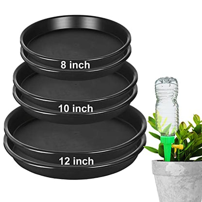 6Pack 8,10,12Inch Plastic Drip Trays Plant Saucers for Indoors Outdoor Plant, Thick Heavy Durable Sturdy Flower Pot Trays for Pots Planter, Black… - size: 8+10+12inch