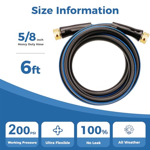 SheeChung Short Garden Hose 6ft x 5/8",Rubber Water Hose,Female to Female - size: 6ft-double females