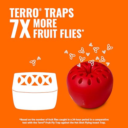 TERRO Fruit Fly Trap, 6-Pack Indoor Fly Traps with 270 Days Lure Supply - size: 6 Traps
