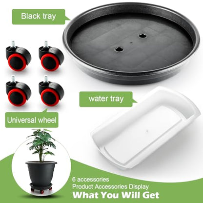 RooTrimmer 3 Pack 16 Inch Rolling Large Plant Pots - color: Black, size: 16 inch+3 trays