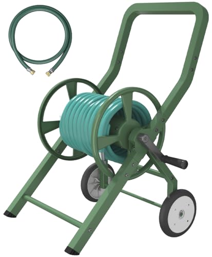 Artigarden Garden Hose Reel Cart with Wheels Outdoor Water Hose Reels Green