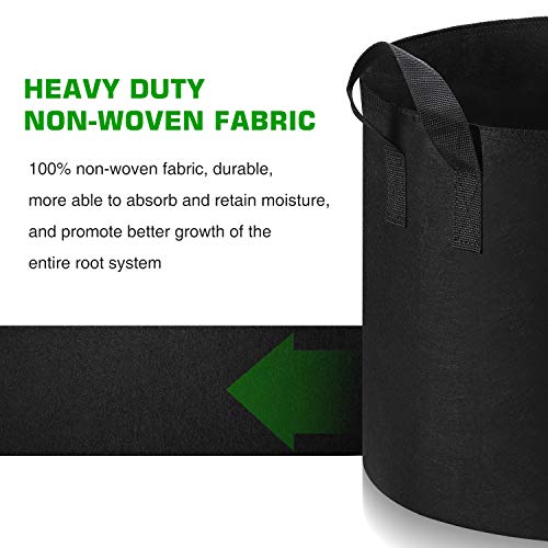 12-Pack 5 Gallon Grow Bags Heavy Duty Thickened Nonwoven Fabric Pots with Durable Handles - size: 5 Gallon