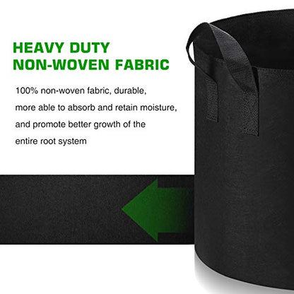 12-Pack 5 Gallon Grow Bags Heavy Duty Thickened Nonwoven Fabric Pots with Durable Handles - size: 5 Gallon