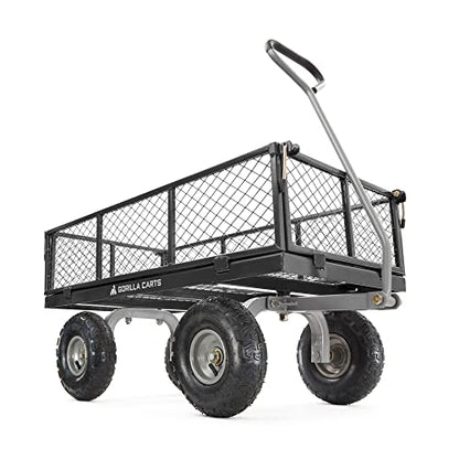 Gorilla Carts Steel Utility Cart, 800 lb Capacity, 4 Cu Ft., Black, 2-Pack