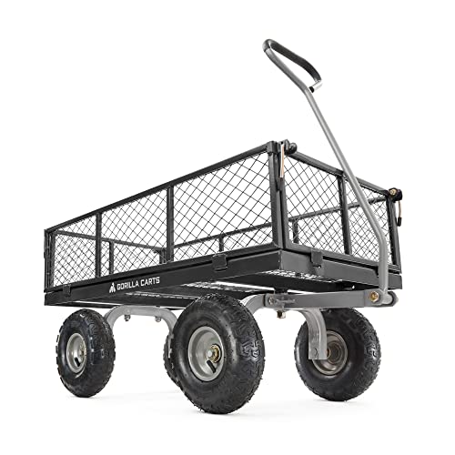 Gorilla Carts Steel Utility Cart, 800 lb Capacity, 4 Cu Ft., Black, 2-Pack