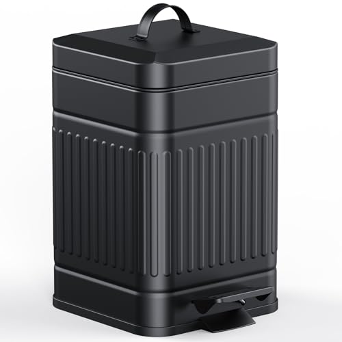 CEROELDA Small Trash Can with Lid-1.3 Gal-Dog Poop Trash Can Outside-Black - color: Black