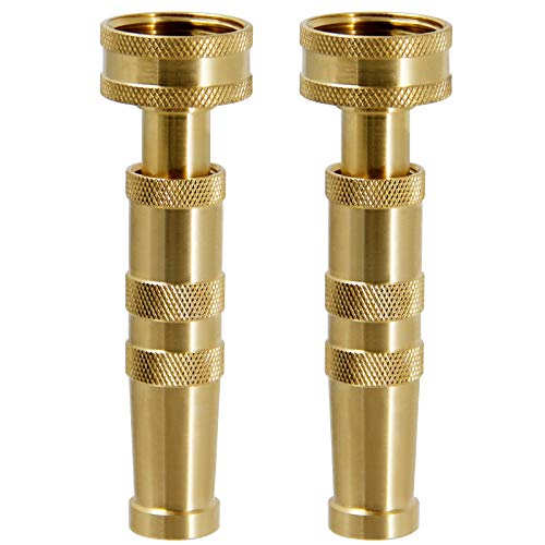 Biswing Brass Hose Nozzles, Heavy-Duty Brass Adjustable Twist Hose Nozzle, 2 Pack (4"), VI3432