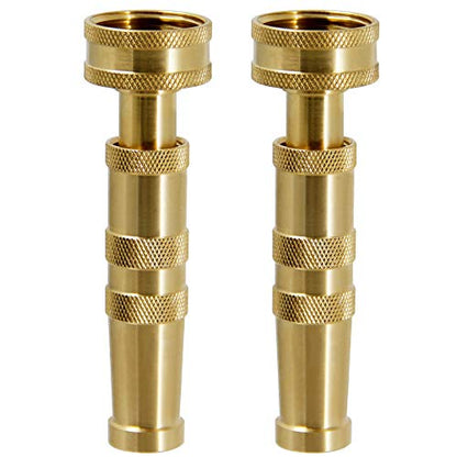 Biswing Brass Hose Nozzles, Heavy-Duty Brass Adjustable Twist Hose Nozzle, 2 Pack (4"), VI3432